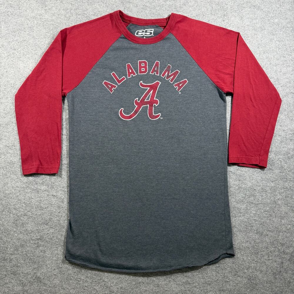 Alabama Crimson Tide Raglan T Shirt Womens S Gray Red 3/4 Sleeve NCAA SEC Sport